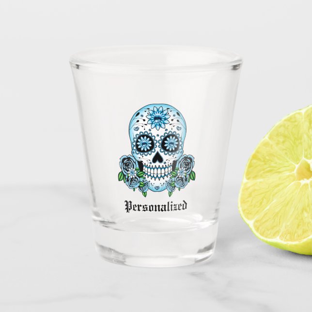 Personalised Sugar Skull Shot Glass (Front)