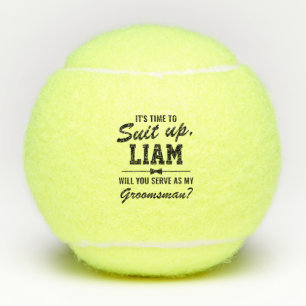 Personalised "Suit Up" Groomsman Proposal Tennis Balls