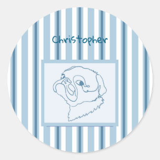Personalised Summer Bath Pug Line Art Classic Round Sticker