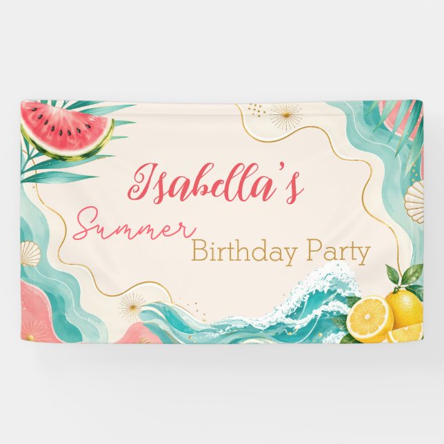 Personalised Summer Birthday Party Banner (Horizontal)