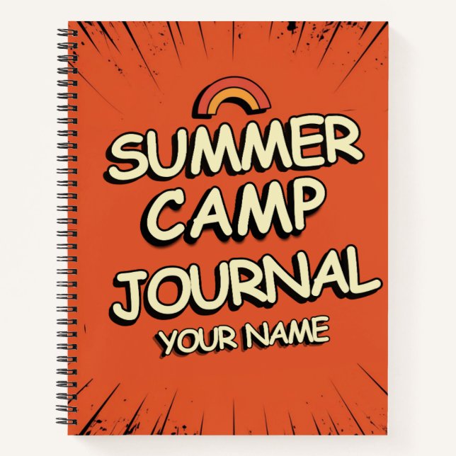 Personalised Summer Camp Camper's gift in orange  Notebook (Front)