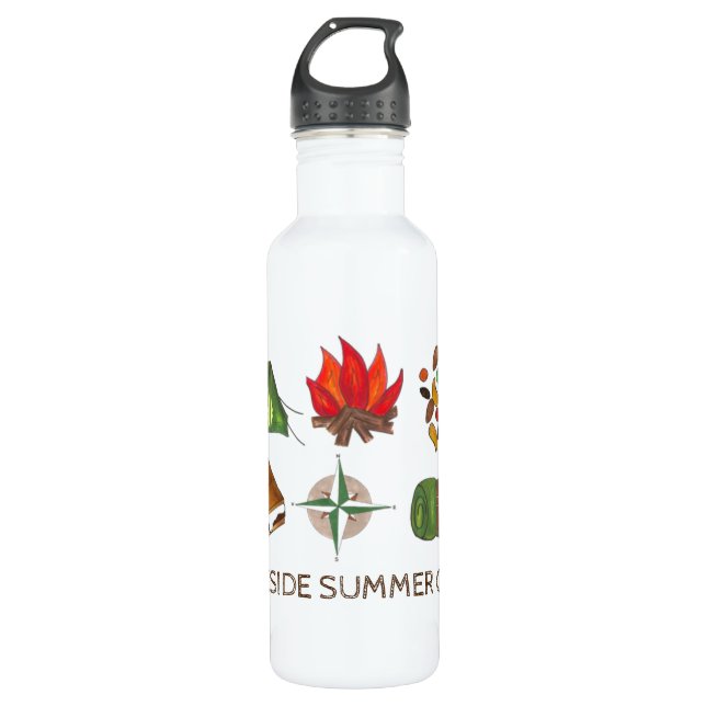 Personalised Summer Camp Camping Water Bottle (Front)