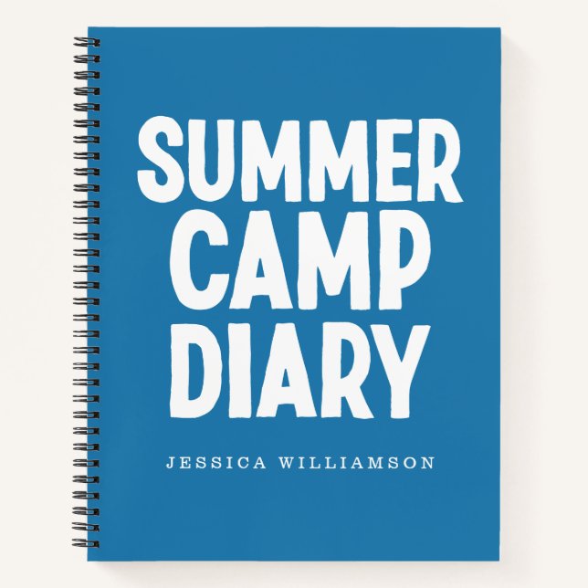 Personalised Summer Camp Diary in Blue Notebook (Front)