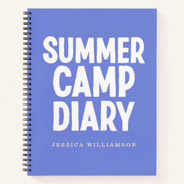 Personalised Summer Camp Diary in Periwinkle Notebook (Front)