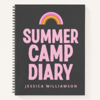 Personalised Summer Camp Diary Pink Rainbow 