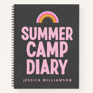 Personalised Summer Camp Diary Pink Rainbow  Notebook
