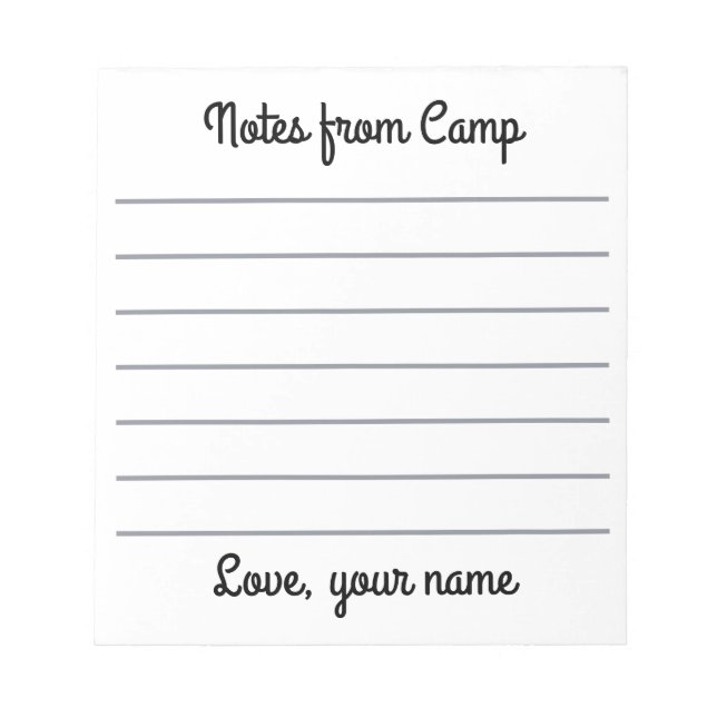 Personalised Summer Camp Notepad (Front)