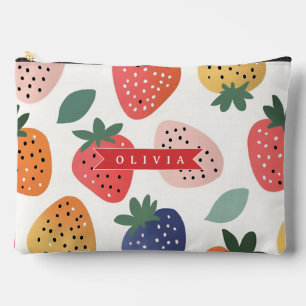 Personalised Summer Colourful Strawberry Pattern Accessory Pouch