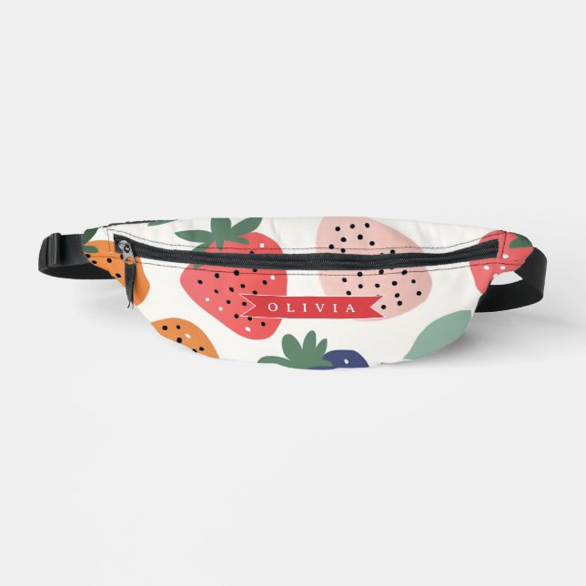 Personalised Summer Colourful Strawberry Pattern Bum Bags (Front)