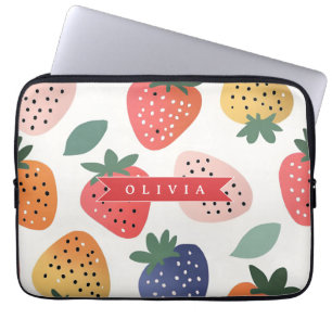 Personalised Summer Colourful Strawberry Pattern Laptop Sleeve