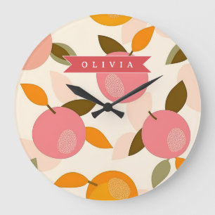 Personalised Summer Colourful Strawberry Pattern Large Clock