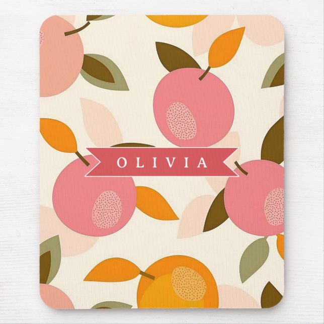 Personalised Summer Colourful Strawberry Pattern Mouse Mat (Front)