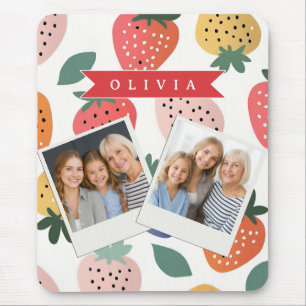Personalised Summer Colourful Strawberry Pattern Mouse Mat