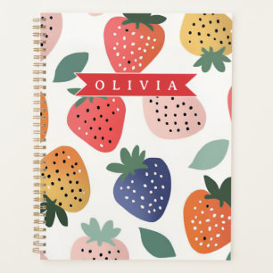 Personalised Summer Colourful Strawberry Pattern Planner