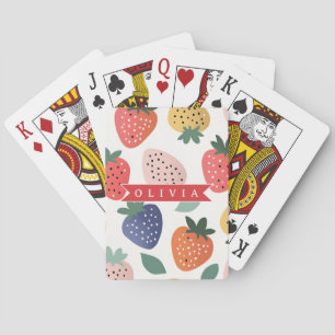 Personalised Summer Colourful Strawberry Pattern Playing Cards