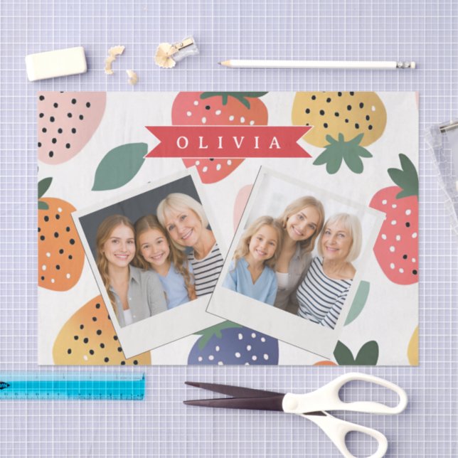 Personalised Summer Colourful Strawberry Pattern Tissue Paper (Craft)