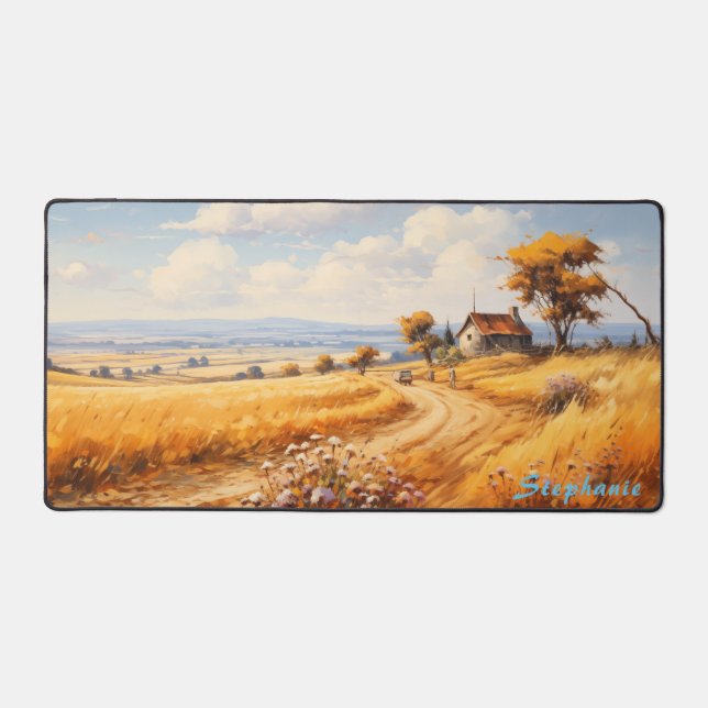 Personalised Summer Field Landscape Desk Mat  (Front)