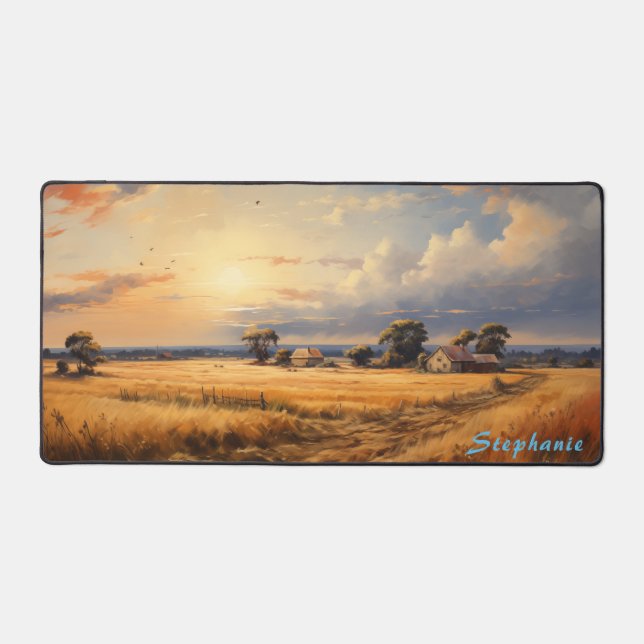 Personalised Summer Field Landscape Desk Mat  (Front)