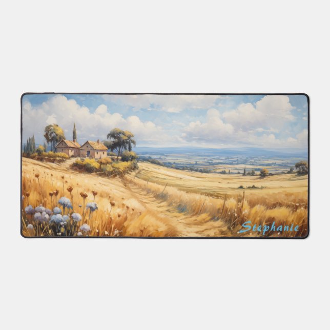 Personalised Summer Field Landscape Desk Mat  (Front)