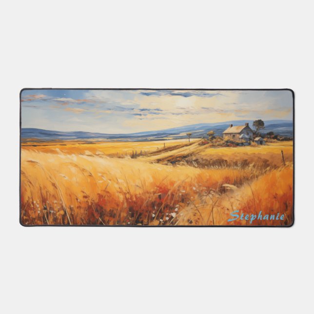 Personalised Summer Field Landscape Desk Mat  (Front)