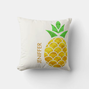 Personalised Summer Foil Gold Geometric Pineapple Cushion