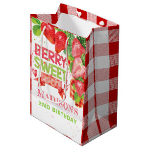 Personalised Summer Strawberry Birthday Medium Gift Bag