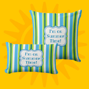 Personalised Summer Time Stripe Outdoor Pillow
