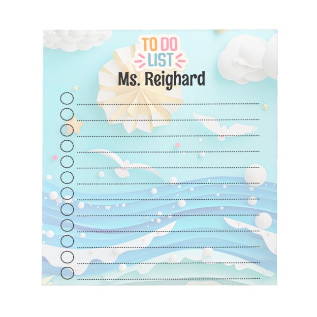 Personalised Summer To-Do List Notepad (Front)