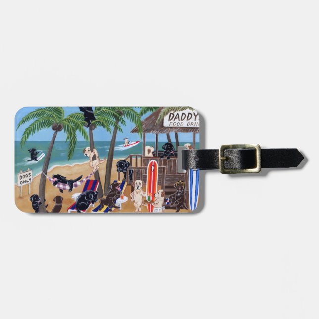 Personalised Summer Vacation Labradors Luggage Tag (Front Horizontal)