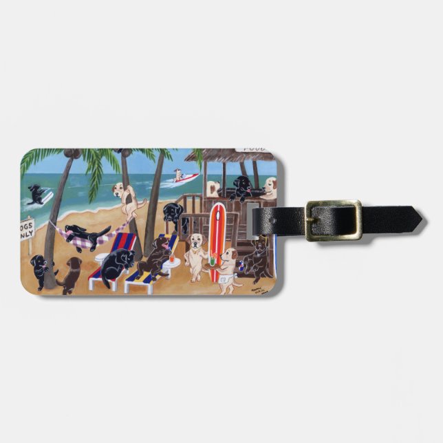Personalised Summer Vacation Labradors Luggage Tag (Front Horizontal)