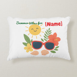 Personalised Summer Vibes for Name Accent Pillow