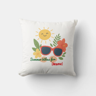 Personalised Summer Vibes for Name Throw Pillow
