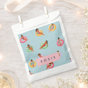 Personalised Summer Women Relaxing on Pool Floats Favour Bags