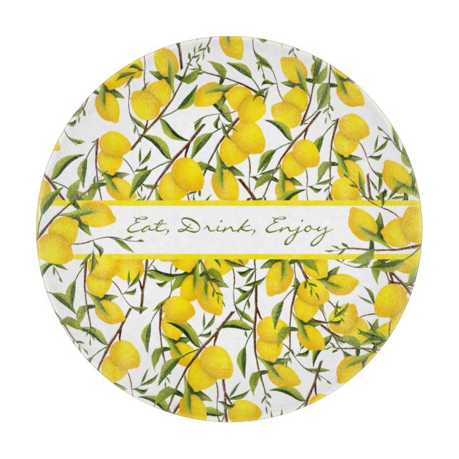 Personalised Summery Citrus Lemon Tree Branches  Cutting Board (Front)
