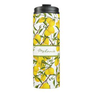 Personalised Summery Citrus Lemon Tree Branches Thermal Tumbler