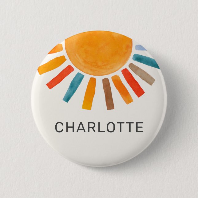 Personalised Sun  6 Cm Round Badge (Front)