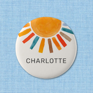 Personalised Sun  6 Cm Round Badge
