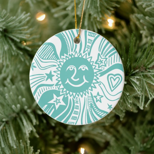 Personalised Sun Pattern Ceramic Tree Decoration (Tree)