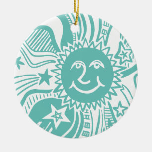 Personalised Sun Pattern Ceramic Tree Decoration