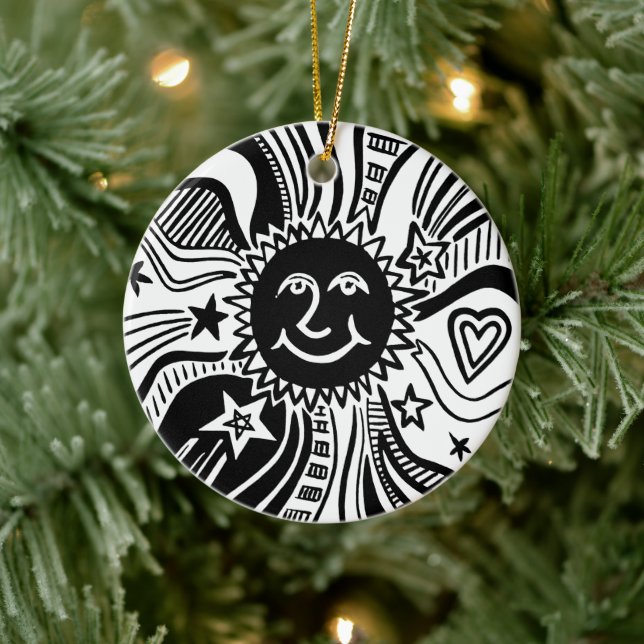 Personalised Sun Pattern Ceramic Tree Decoration (Tree)