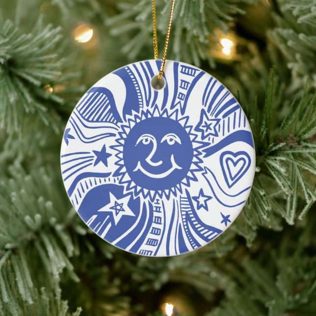 Personalised Sun Pattern Ceramic Tree Decoration (Tree)