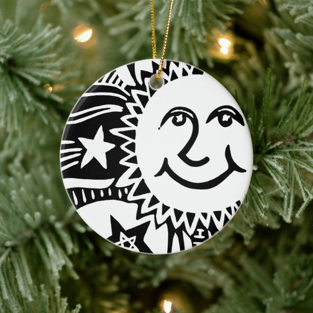 Personalised Sun Pattern Ceramic Tree Decoration (Tree)