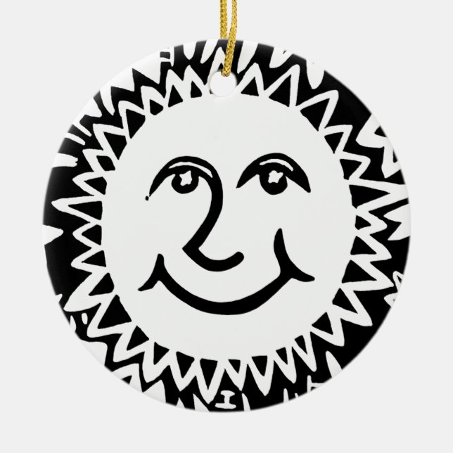 Personalised Sun Pattern Ceramic Tree Decoration (Front)