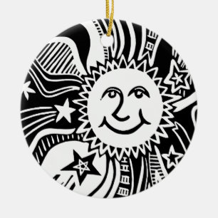 Personalised Sun Pattern Ceramic Tree Decoration