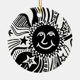 Personalised Sun Pattern Ceramic Tree Decoration
