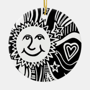 Personalised Sun Pattern Ceramic Tree Decoration