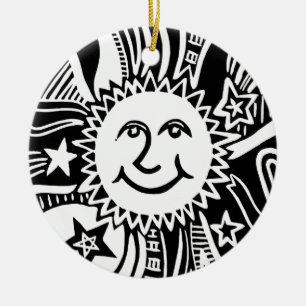 Personalised Sun Pattern Ceramic Tree Decoration