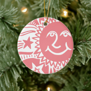 Personalised Sun Pattern Ceramic Tree Decoration