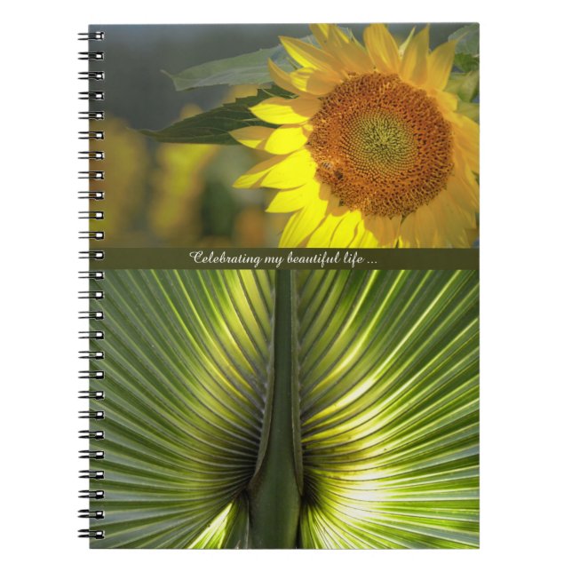 Personalised Sunflower and Palm Notepad Notebook (Front)