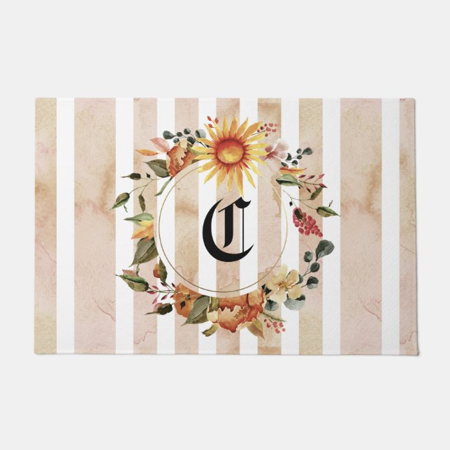 Personalised Sunflower Autumn Doormat Fall Decor (Front)